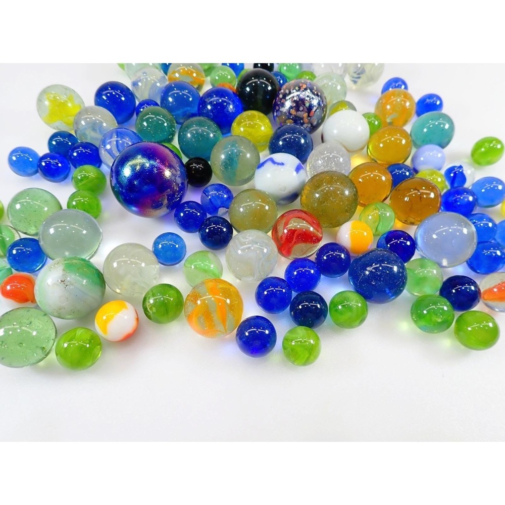 Vintage‎ Glass Marbles Lot Mixed Colors Sizes Swirls Cat Eyes 114 Pcs - Picture 8 of 15